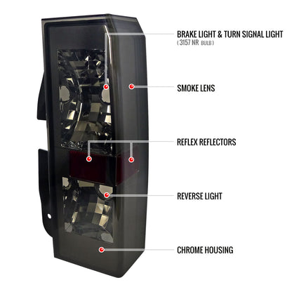 2005-2010 Hummer H3 Tail Lights (Chrome Housing/Smoked Lens)
