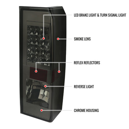 2005-2010 Hummer H3 LED Tail Lights (Chrome Housing/Smoked Lens)