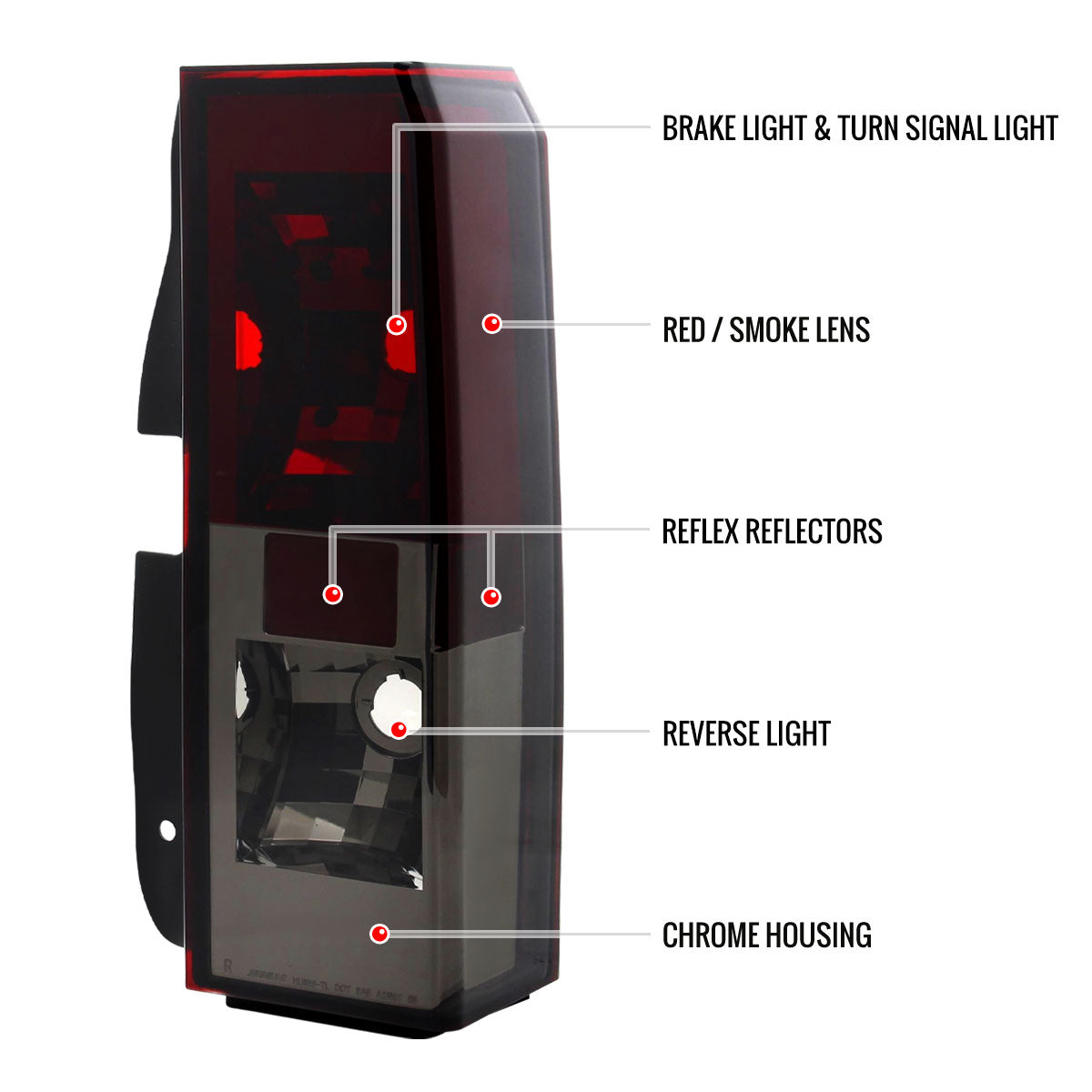 2005-2010 Hummer H3 Tail Lights (Chrome Housing/Red Smoked Lens)