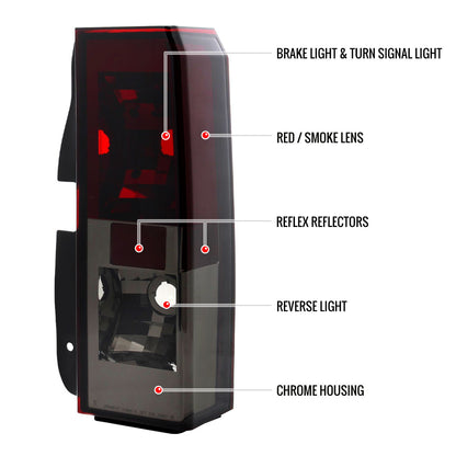2005-2010 Hummer H3 Tail Lights (Chrome Housing/Red Smoked Lens)