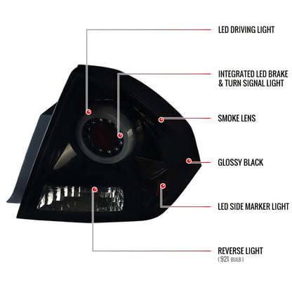 2006-2013 Chevrolet Impala/ 2014-2016 Impala Limited LED Tail Lights (Glossy Black Housing/Smoked Lens)