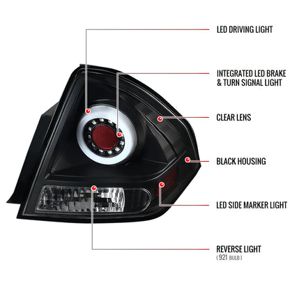 2006-2013 Chevrolet Impala/ 2014-2016 Impala Limited LED Tail Lights (Matte Black Housing/Clear Lens)