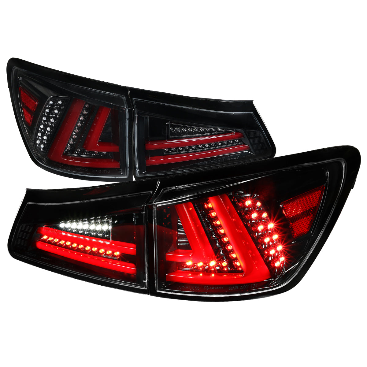 2006-2008 Lexus IS250/IS350 LED Tail Lights & Trunk Lights (Jet Black Housing/Clear Lens)