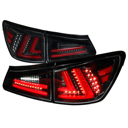 2006-2008 Lexus IS250/IS350 LED Tail Lights & Trunk Lights (Jet Black Housing/Clear Lens)