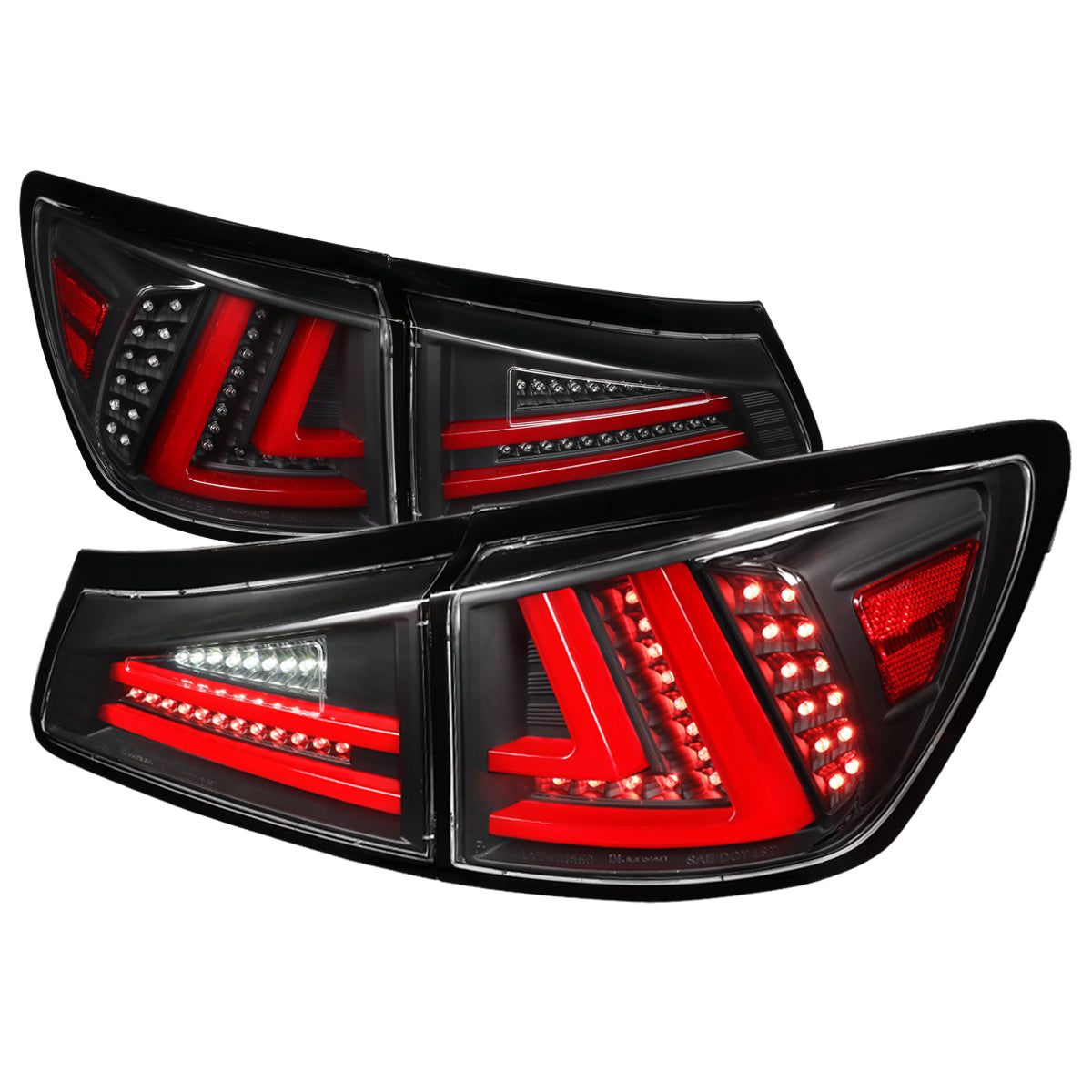2006-2008 Lexus IS250/IS350 LED Tail Lights & Trunk Lights (Black Housing/Clear Lens)