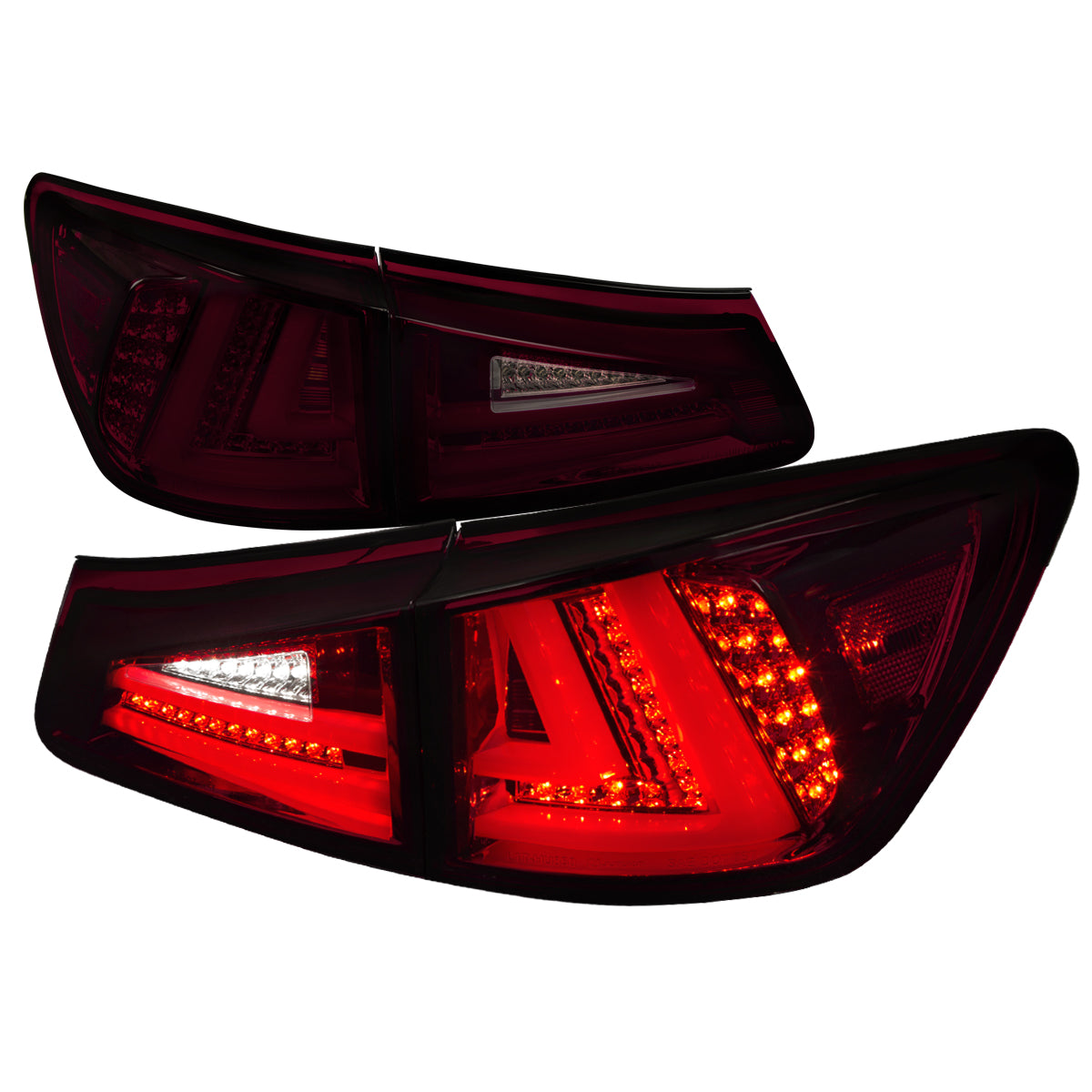 2006-2008 Lexus IS250/IS350 LED Tail Lights & Trunk Lights (Chrome Housing/Red Smoked Lens)