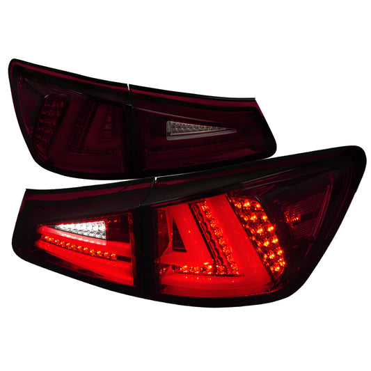 2006-2008 Lexus IS250/IS350 LED Tail Lights & Trunk Lights (Chrome Housing/Red Smoked Lens)