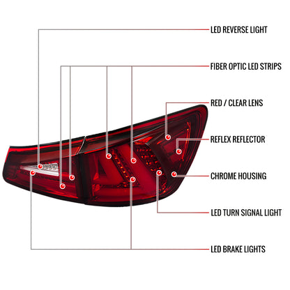 2006-2008 Lexus IS250/IS350 LED Tail Lights & Trunk Lights (Chrome Housing/Red Lens)