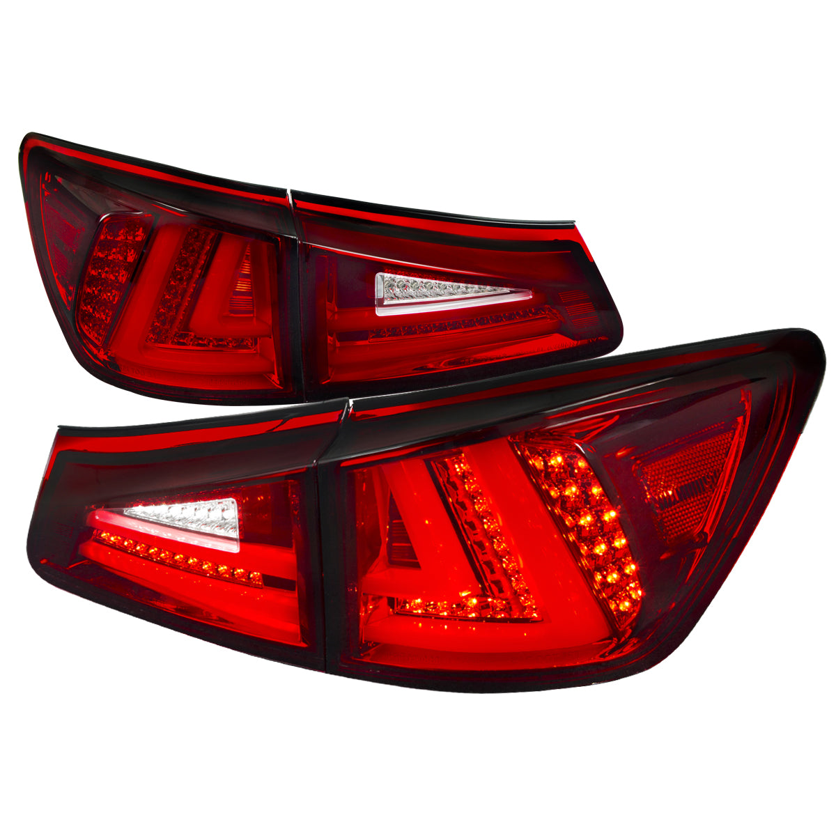 2006-2008 Lexus IS250/IS350 LED Tail Lights & Trunk Lights (Chrome Housing/Red Lens)