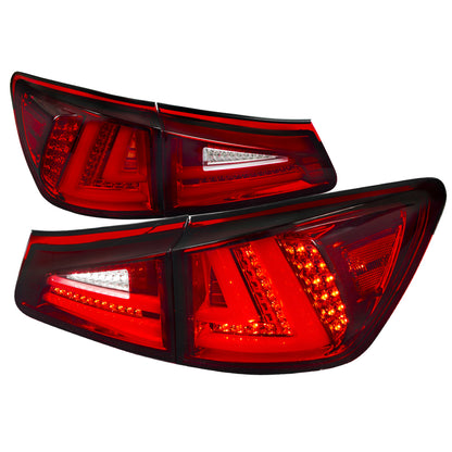 2006-2008 Lexus IS250/IS350 LED Tail Lights & Trunk Lights (Chrome Housing/Red Lens)