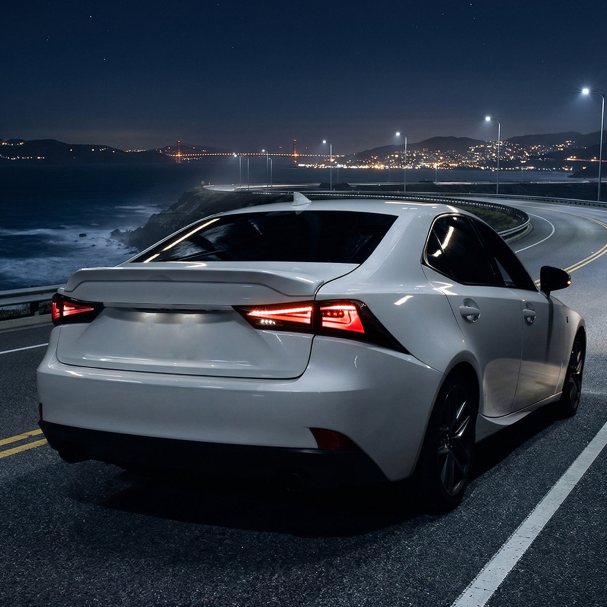 2014-2017 Lexus IS250 / IS350 Full LED Tail Lights with Sequential Turn Signal (Black Housing / Clear Lens)