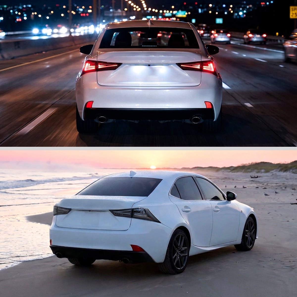 2014-2017 Lexus IS250 / IS350 Full LED Tail Lights with Sequential Turn Signal (Black Housing / Clear Lens)