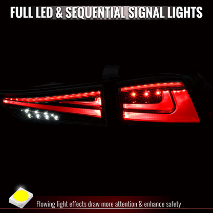 2014-2017 Lexus IS250 / IS350 Full LED Tail Lights with Sequential Turn Signal (Glossy Black Housing / Smoked Lens)