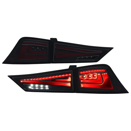 2014-2017 Lexus IS250 / IS350 Full LED Tail Lights with Sequential Turn Signal (Glossy Black Housing / Smoked Lens)