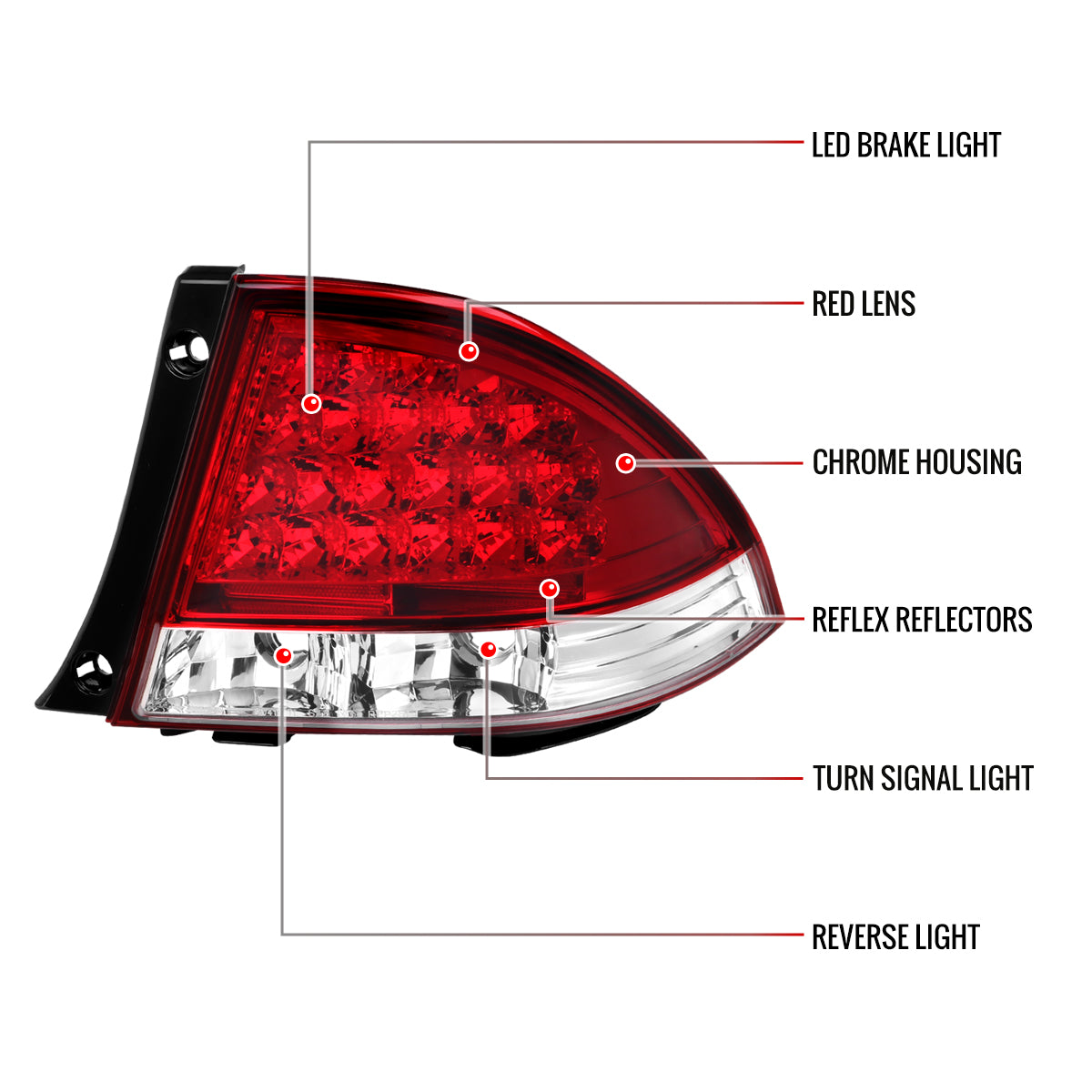 2001-2005  Lexus IS300 LED Tail Lights (Chrome Housing/Red Clear Lens)