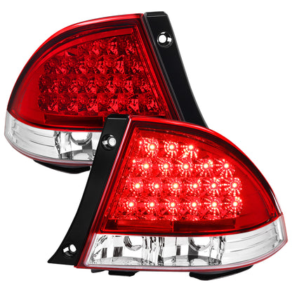 2001-2005  Lexus IS300 LED Tail Lights (Chrome Housing/Red Clear Lens)