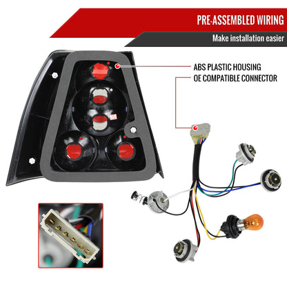 1999-2005 Volkswagen Jetta/Bora Mk4 Sedan Tail Lights (Matte Black Housing/Clear Lens)