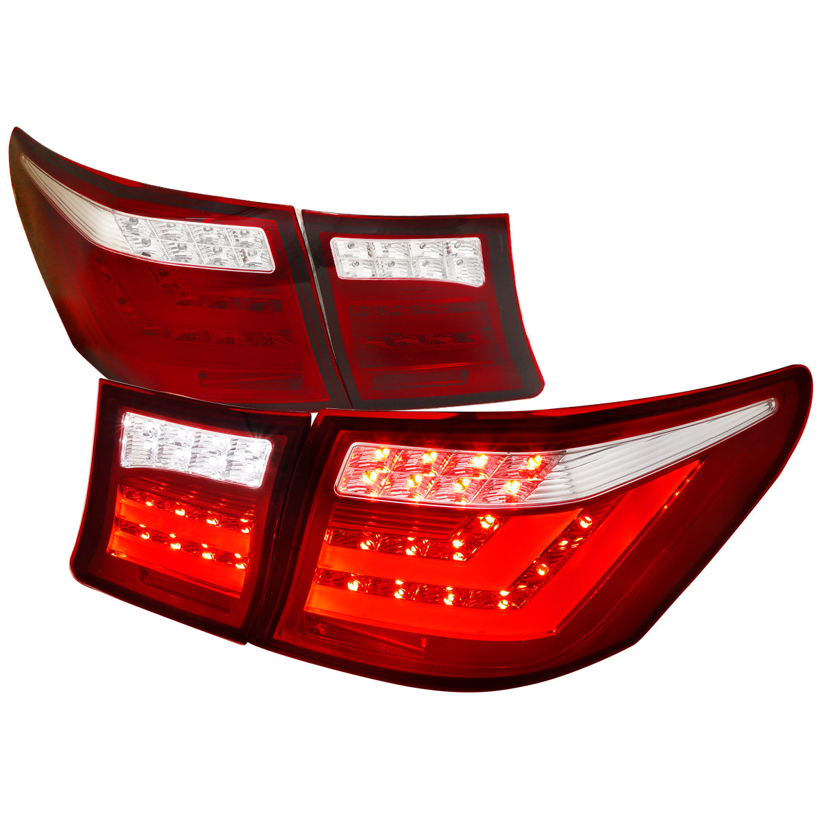 2007-2009 Lexus LS460 LED Tail Lights & Trunk Lights (Chrome Housing/Red Lens)