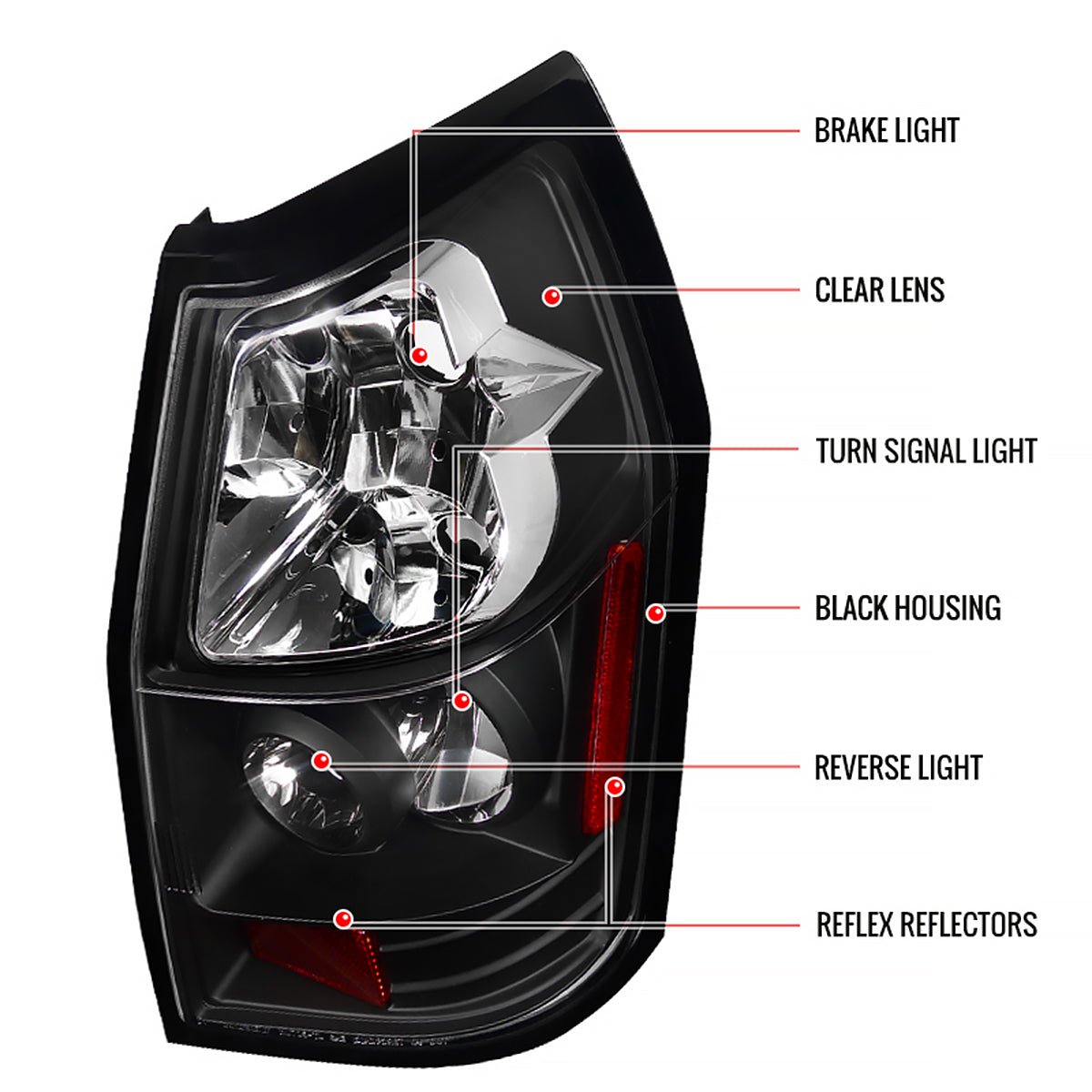 2005-2008 Dodge Magnum Tail Lights (Matte Black Housing/Clear Lens)