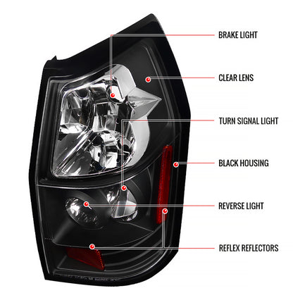 2005-2008 Dodge Magnum Tail Lights (Matte Black Housing/Clear Lens)