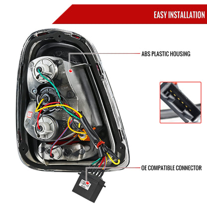 2011-2015 Mini Cooper Base S Hatchback/Convertible LED Tail Lights (Chrome Housing/Red Lens)
