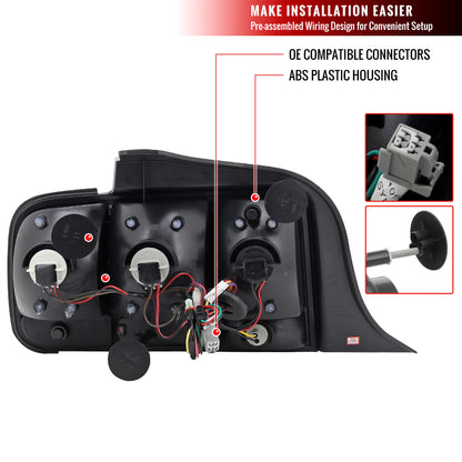2005-2009 Ford Mustang Sequential Tail Lights (Chrome Housing/Smoked Lens)
