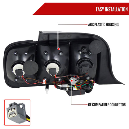 2005-2009 Ford Mustang Sequential LED Tail Lights (Chrome Housing/Smoked Lens)