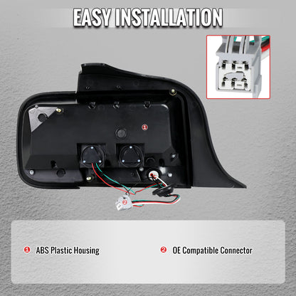 2005-2009 Ford Mustang LED Tail Brake Signal Lights (Black Housing / Clear Lens / Red Bars)