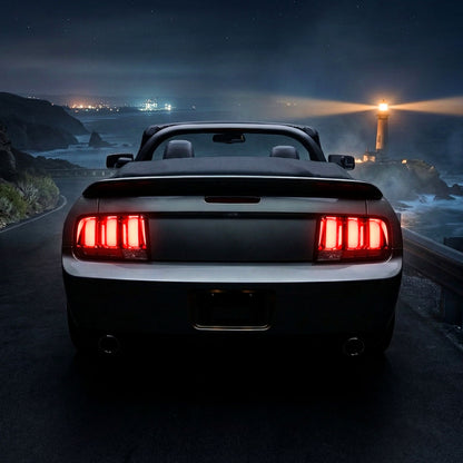 2005-2009 Ford Mustang LED Tail Brake Signal Lights (Black Housing / Clear Lens / Red Bars)