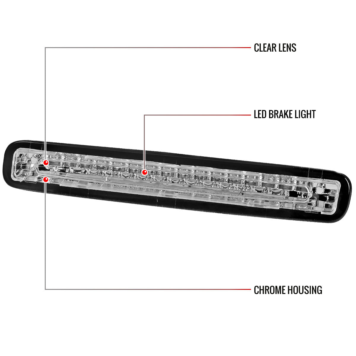 2005-2009 Ford Mustang LED 3rd Brake Light (Chrome Housing/Clear Lens)