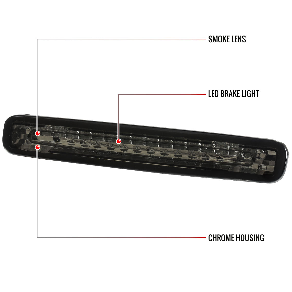 2005-2009 Ford Mustang LED 3rd Brake Tail Light (Chrome Housing/Smoked Lens)