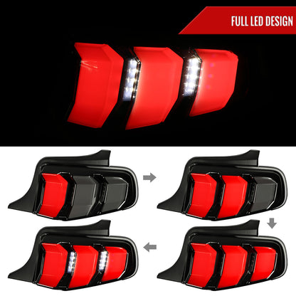 2010-2012 Ford Mustang Sequential LED Tail Lights (Glossy Black Housing/Smoked Lens)