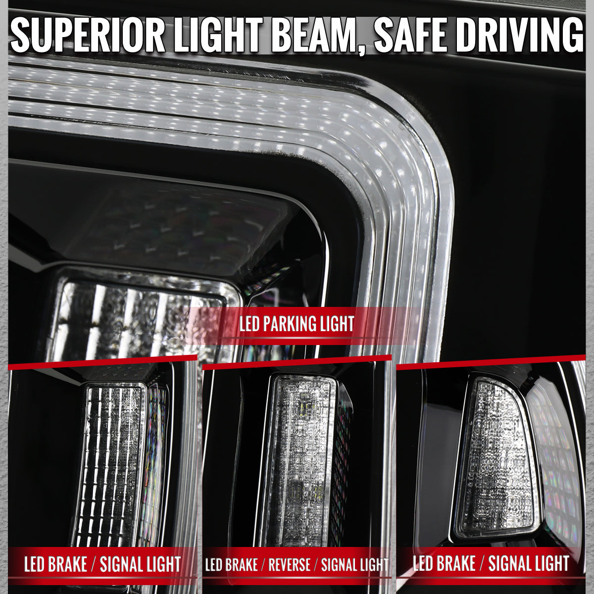 2010-2012 Ford Mustang Base GT Red Tail Lights w/ Sequential LED Turn Signal (Black Hoursing / Clear Lens)