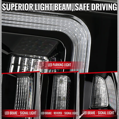 2010-2012 Ford Mustang Base GT Red Tail Lights w/ Sequential LED Turn Signal (Black Hoursing / Clear Lens)