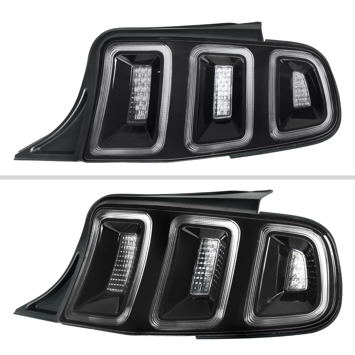 2010-2012 Ford Mustang Base GT Red Tail Lights w/ Sequential LED Turn Signal (Black Hoursing / Clear Lens)