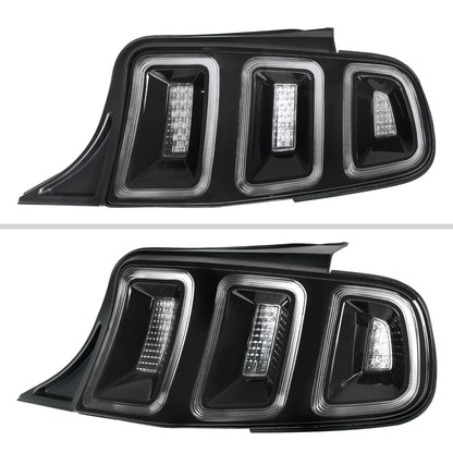 2010-2012 Ford Mustang Base GT Red Tail Lights w/ Sequential LED Turn Signal (Black Hoursing / Clear Lens)