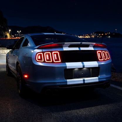 2010-2012 Ford Mustang Base GT Red Tail Lights w/ Sequential LED Turn Signal (Black Hoursing / Clear Lens)