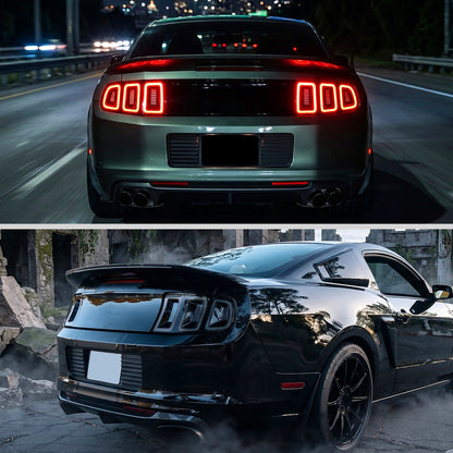 2010-2012 Ford Mustang Base GT Red Tail Lights w/ Sequential LED Turn Signal (Black Hoursing / Clear Lens)