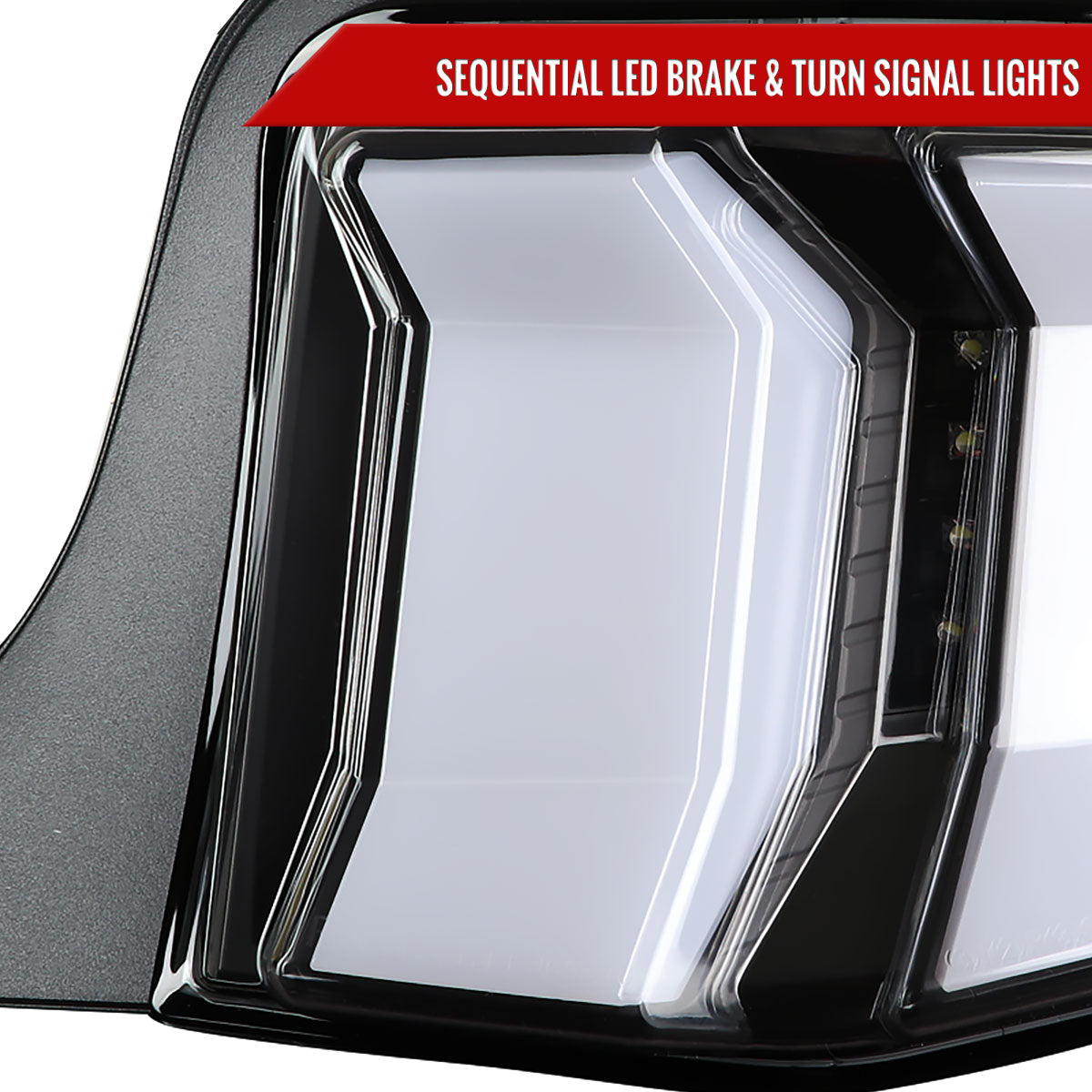 2010-2012 Ford Mustang Sequential LED Tail Lights (Matte Black Housing/Clear Lens)