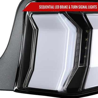2010-2012 Ford Mustang Sequential LED Tail Lights (Matte Black Housing/Clear Lens)