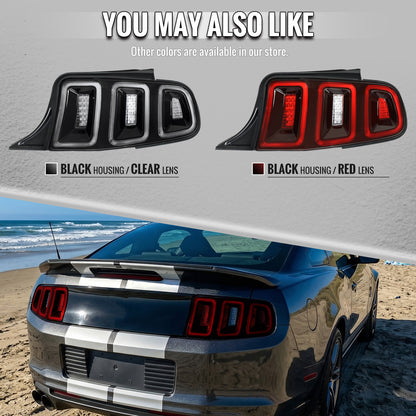 2010-2012 Ford Mustang Base GT Red Tail Lights w/ Sequential LED Turn Signal (Black Hoursing / Red Lens)