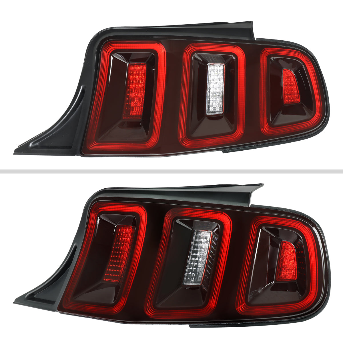 2010-2012 Ford Mustang Base GT Red Tail Lights w/ Sequential LED Turn Signal (Black Hoursing / Red Lens)