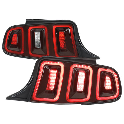 2010-2012 Ford Mustang Base GT Red Tail Lights w/ Sequential LED Turn Signal (Black Hoursing / Red Lens)