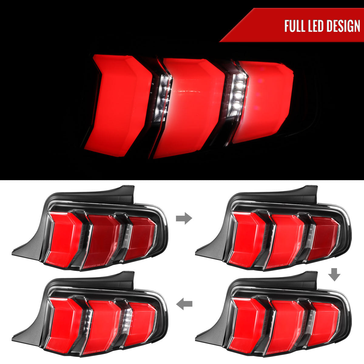 2010-2012 Ford Mustang Sequential LED Tail Lights (Satin Black)