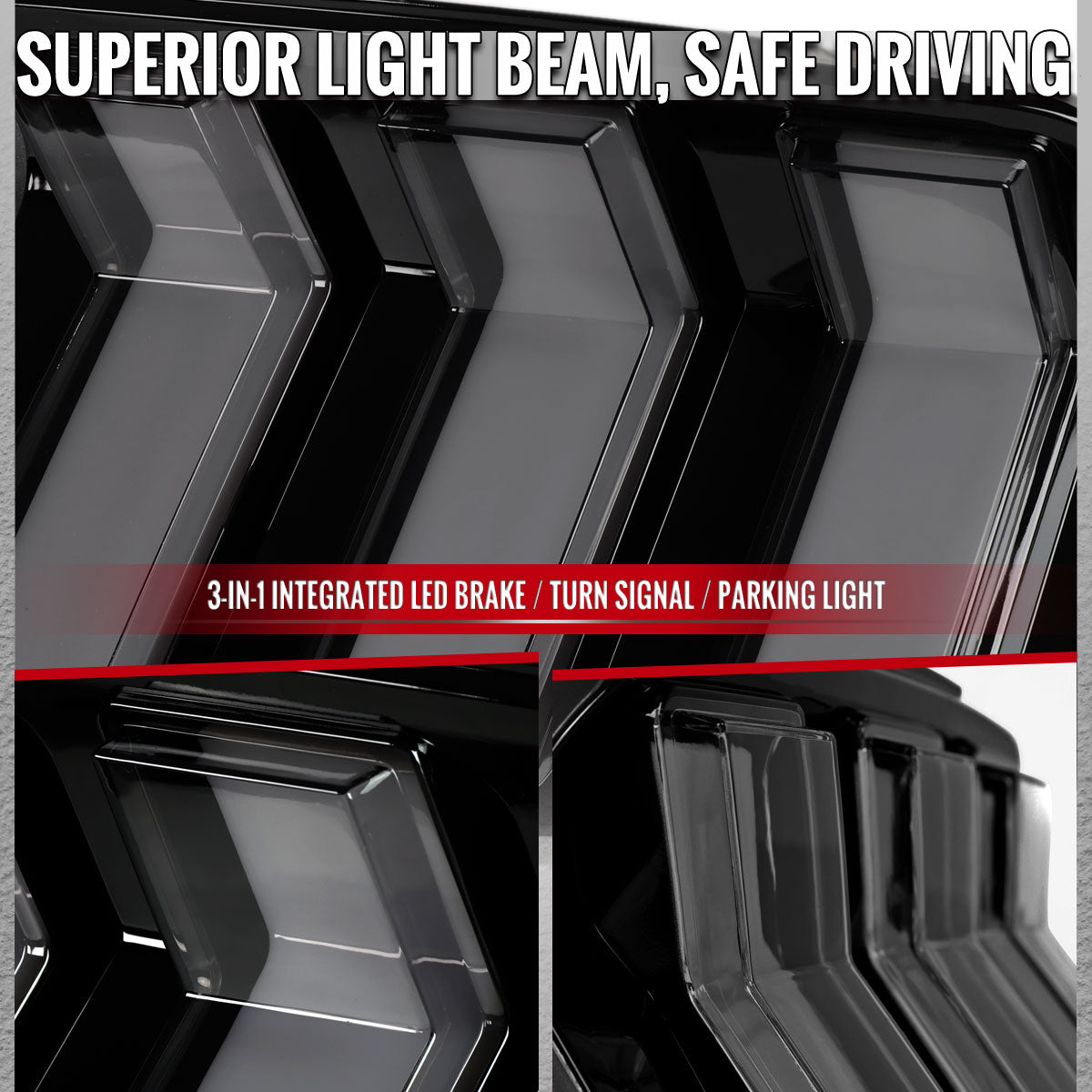 2015-2023 Ford Mustang Sequential LED Turn Signal Tail Lights (Black Housing / Smoke Lens)