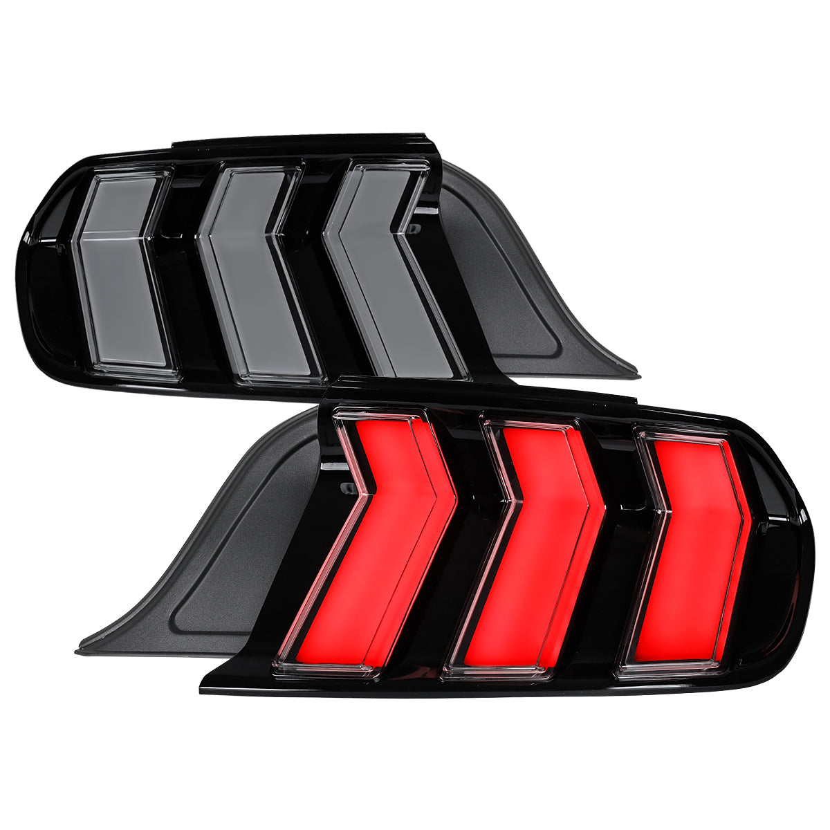 2015-2023 Ford Mustang Sequential LED Turn Signal Tail Lights (Black Housing / Smoke Lens)