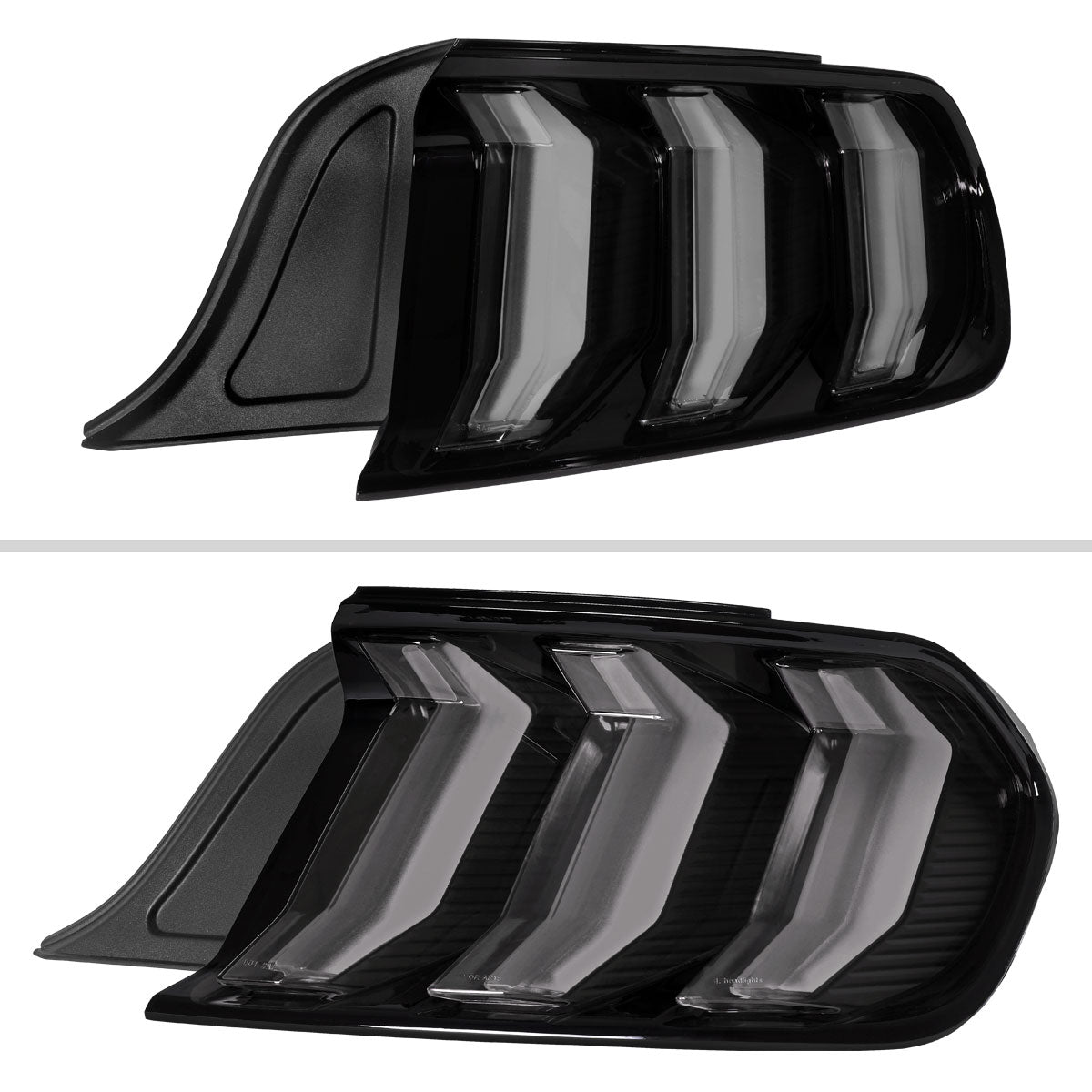 2015-2023 Ford Mustang Sequential LED Turn Signal Euro Tail Lights (Black Housing / Smoked Lens)