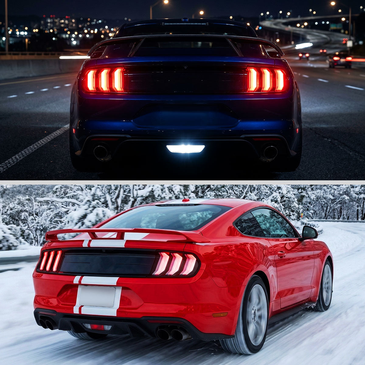 2015-2023 Ford Mustang Sequential LED Turn Signal Euro Tail Lights (Black Housing / Smoked Lens)