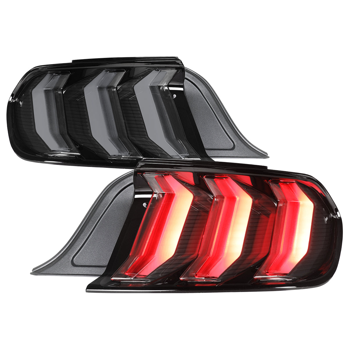 2015-2023 Ford Mustang Sequential LED Turn Signal Euro Tail Lights (Black Housing / Smoked Lens)
