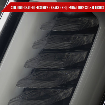 2015-2023 Ford Mustang Sequential Signal LED Tail Lights (Glossy Black Housing/Smoked Lens)